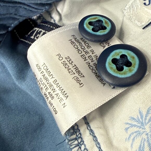 Tommy Cargo Shorts Men L Blue Elastic Patio Drawstring Relax Twill 8" - Picture 8 of 16